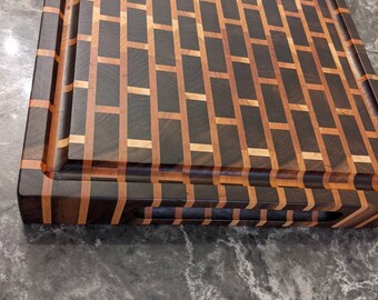 Custom End Grain Cutting Board, Brick Style Made With Walnut and Cherry