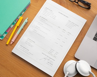 Plantillas profesionales de recibos de pago Simple Cool No Logo para Word Editable y personalizable