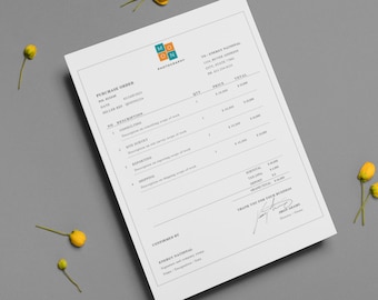 Plantilla de orden de compra profesional con logotipo para Word editable y personalizable, descarga instantánea