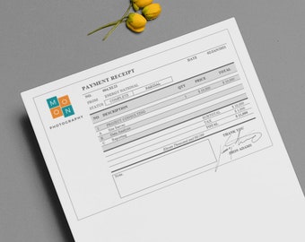Professional Payment Receipt Template with Logo for Word Editable and Customizable, Instant Download