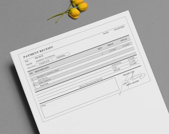 Professional Payment Receipt Template with No Logo for Word Editable and Customizable, Instant Download