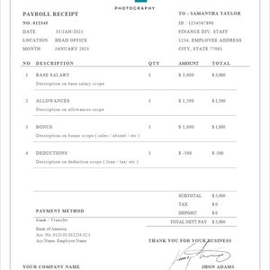 Professional Payroll Receipt Templates With Logo for Word Fully ...