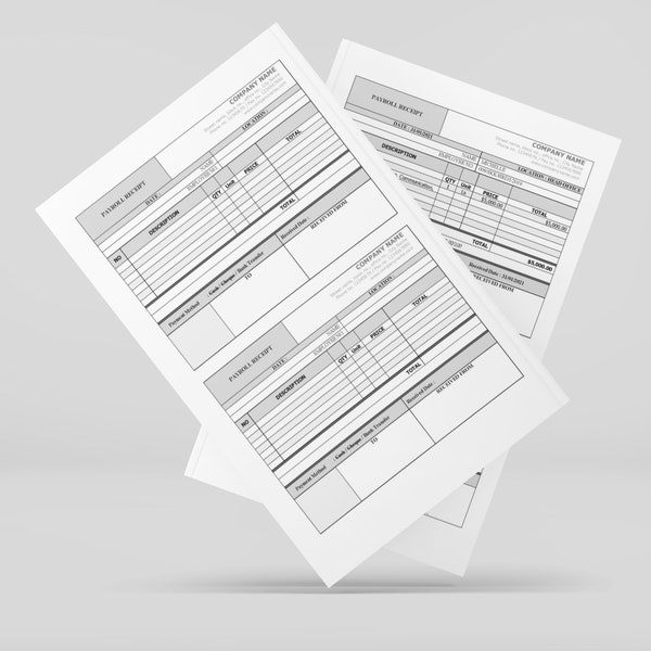 Professional Payroll / Payment Template No Logo for Word Fully Editable and Customize able