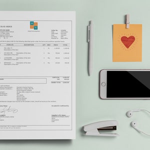 Professional Purchase Order Template with Long Description and Logo for Excel Editable and Customizable, Instant Download