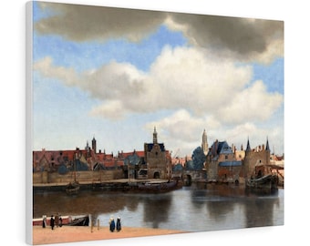 Retrato Vintage Famosa pintura holandesa de Harbor Town, antigua pintura al óleo antigua, decoración de la casa, arte digital imprimible