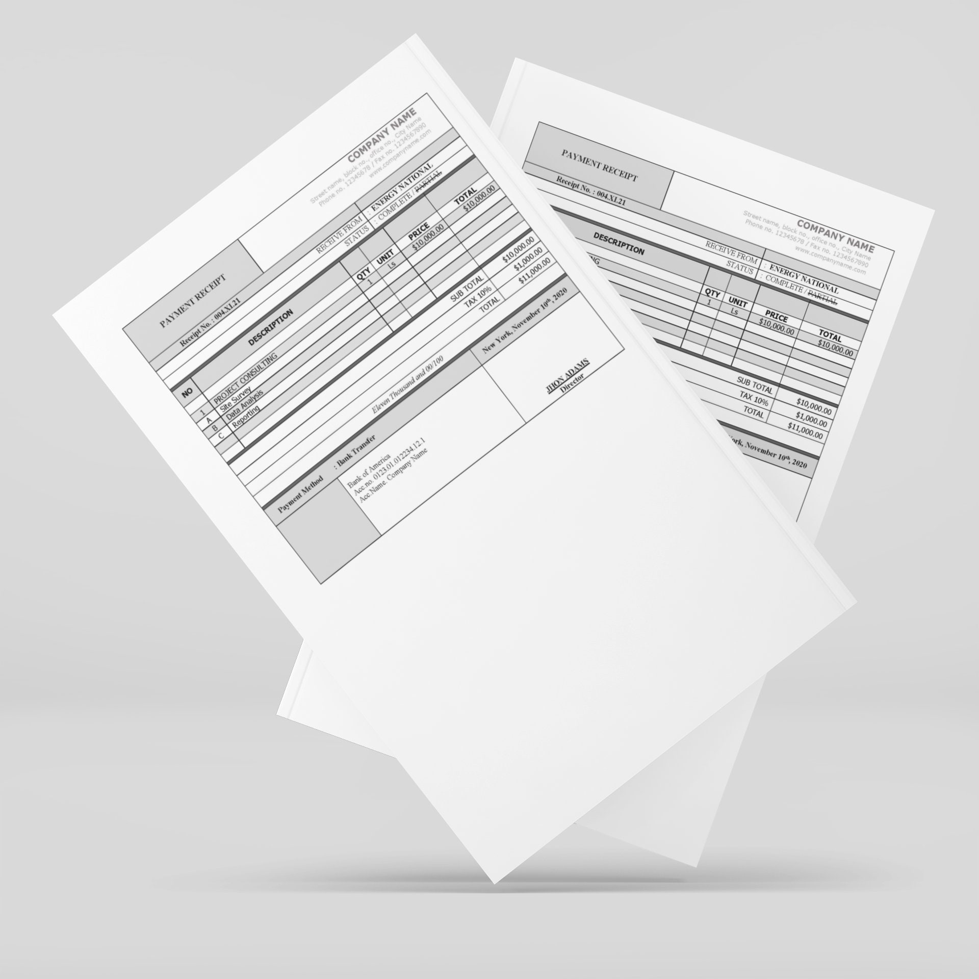 Professional Payment Receipt Template for Word Fully Editable and Customizable, Instant Download