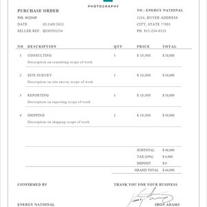 Plantilla de orden de compra profesional con logotipo para Word ...