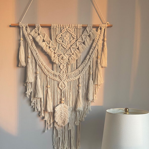 Large Macrame Wall Hanging 2+ ft - Boho Home Decor - Nursery Baby Room Decor - Bedroom Decor - Modern Macrame - Wall Art