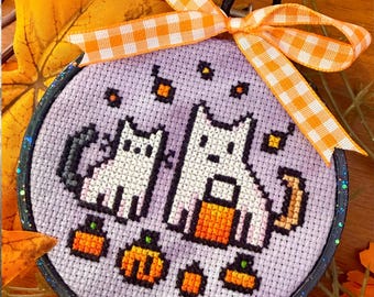 Halloween Treats - Cozy Ghost Cross Stitch Pattern