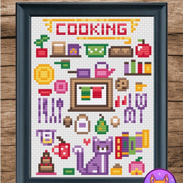 Gamervaardigheden - Koken - Videogame Cross Stitch Patroon PDF