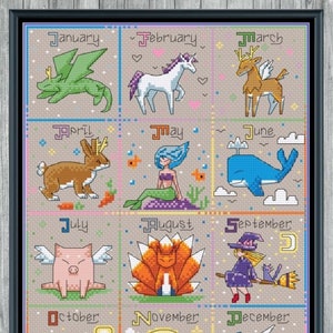 Twelve Months of Magic Cross Stitch Pattern PDF