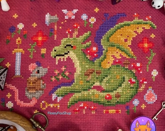 Tales of the Swamp Dragon - Modern Fantasy Cross Stitch Pattern PDF