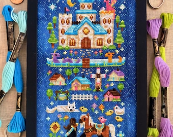 Journey to the Castle - Dragon Castle Fantasy Cross Stitch Pattern PDF