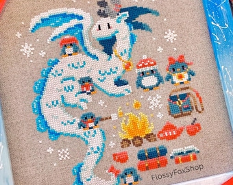 Penguin Days - Dragon Fantasy Cross Stitch Pattern PDF