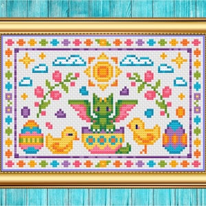 Wielkanocny Smok - Nowoczesny Wzór Haftu Krzyżykowego na Święta Fantasy PDF