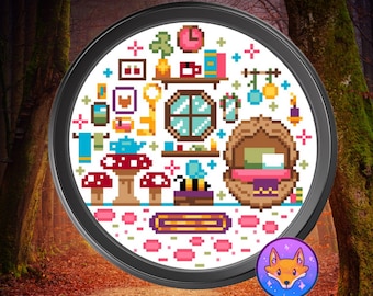 Cozy Fairy House - Modern Whimsical Fantasy Cross Stitch Pattern PDF