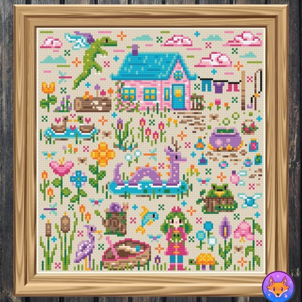 Swamp Magic - Nature Magic - Modern Fantasy Cross Stitch Pattern PDF