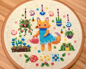 Garden Fox - Modern Fantasy - Cross Stitch Pattern PDF