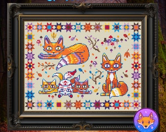 Quilted Foxes - Fall Vibes - Cross Stitch Pattern PDF