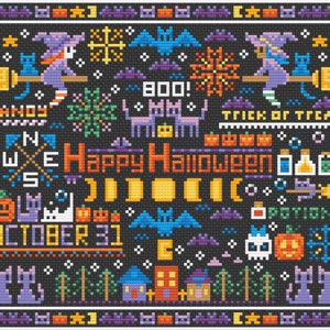 Glad Halloween-provkorsstygnsmönster PDF bild 3