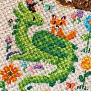 Flower Dragon Meadow Stitch-Along - 6 Month Fantasy Cross Stitch-Along Pattern PDF image 9