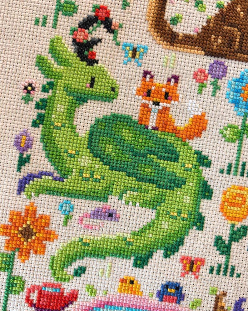 Flower Dragon Meadow Stitch-Along - 6 Month Fantasy Cross Stitch-Along Pattern PDF image 9