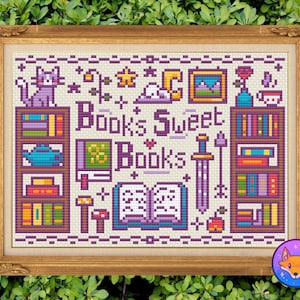Home Is Where the Books Are - Home Sweet Home - Cozy Modern Cross Stitch Pattern PDF