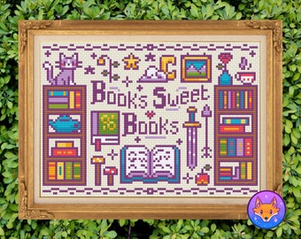 Home Is Where the Books Are - Home Sweet Home - Cozy Modern Cross Stitch Pattern PDF