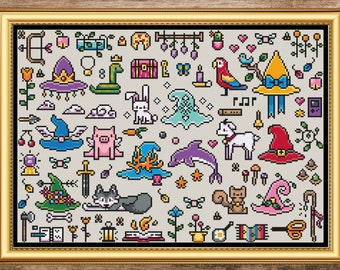 Witch Hat Sampler - Adventurer's Guild Version - Cross Stitch Pattern PDF