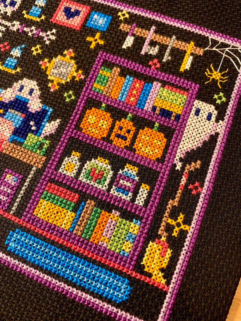 Cozy Necromancer's Room - Cozy Witch Scene Halloween - Cross Stitch Pattern PDF image 4