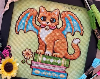 Cat Dragon - Fantasy Cross Stitch Pattern PDF