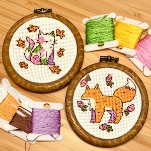Chonky Fox and Cat - Adorable Animal Minis - Cross Stitch Pattern PDF