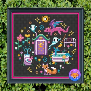 Witchy Plumpsklo - Cosy Modern Fantasy Kreuzstichmuster PDF