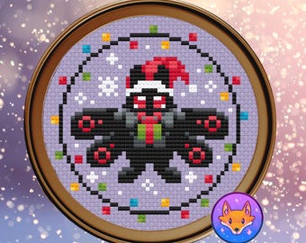 Christmas Mothman - Christmas Cryptid Ornament Modern Fantasy - Cross Stitch Pattern PDF