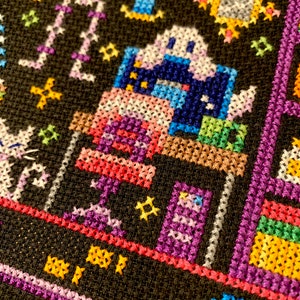 Cozy Necromancer's Room - Cozy Witch Scene Halloween - Cross Stitch Pattern PDF image 5