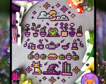 Simple Spells - Cozy Witchy Modern Fantasy -  Cross Stitch Pattern PDF
