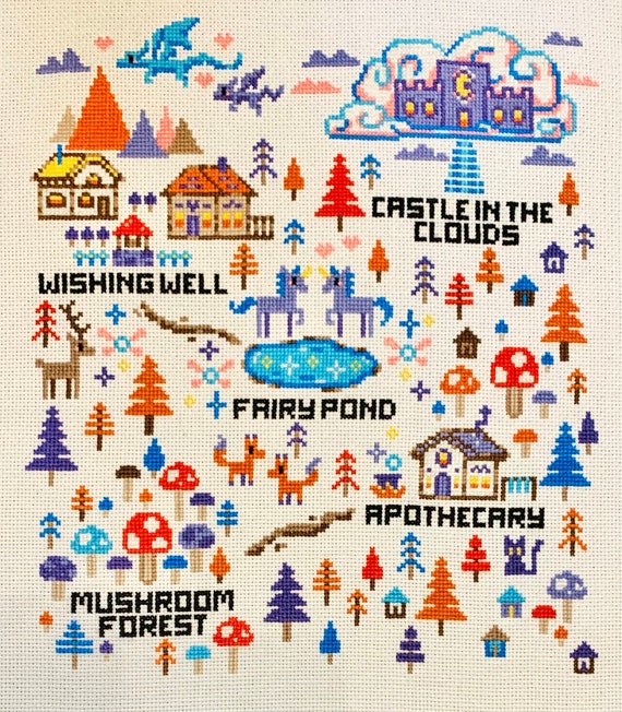 魔法の妖精の森の地図クロスステッチパターン PDF - Etsy 日本