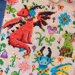 Flower Dragon Meadow Stitch-Along - 6 Month Fantasy Cross Stitch-Along Pattern PDF image 8