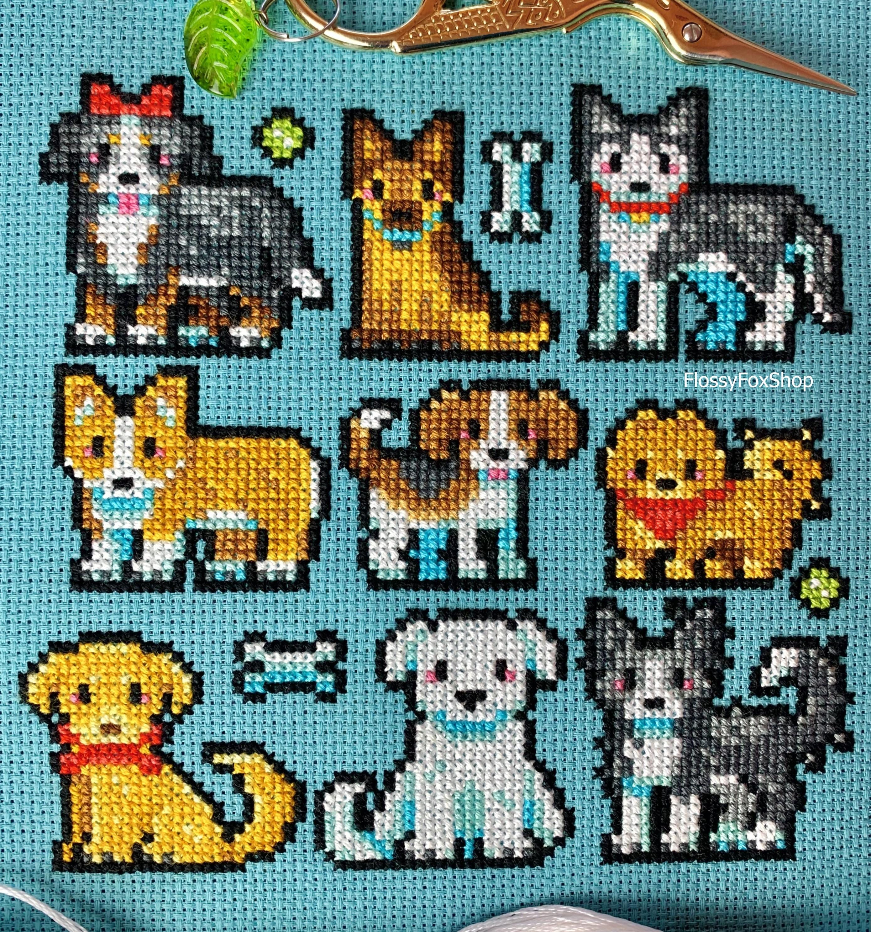 ピクセル パップ - 居心地の良いモダンな犬のクロスステッチ パターン 