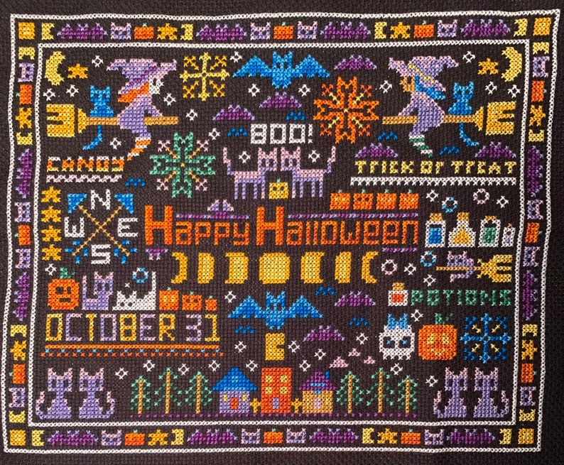 Glad Halloween-provkorsstygnsmönster PDF bild 2