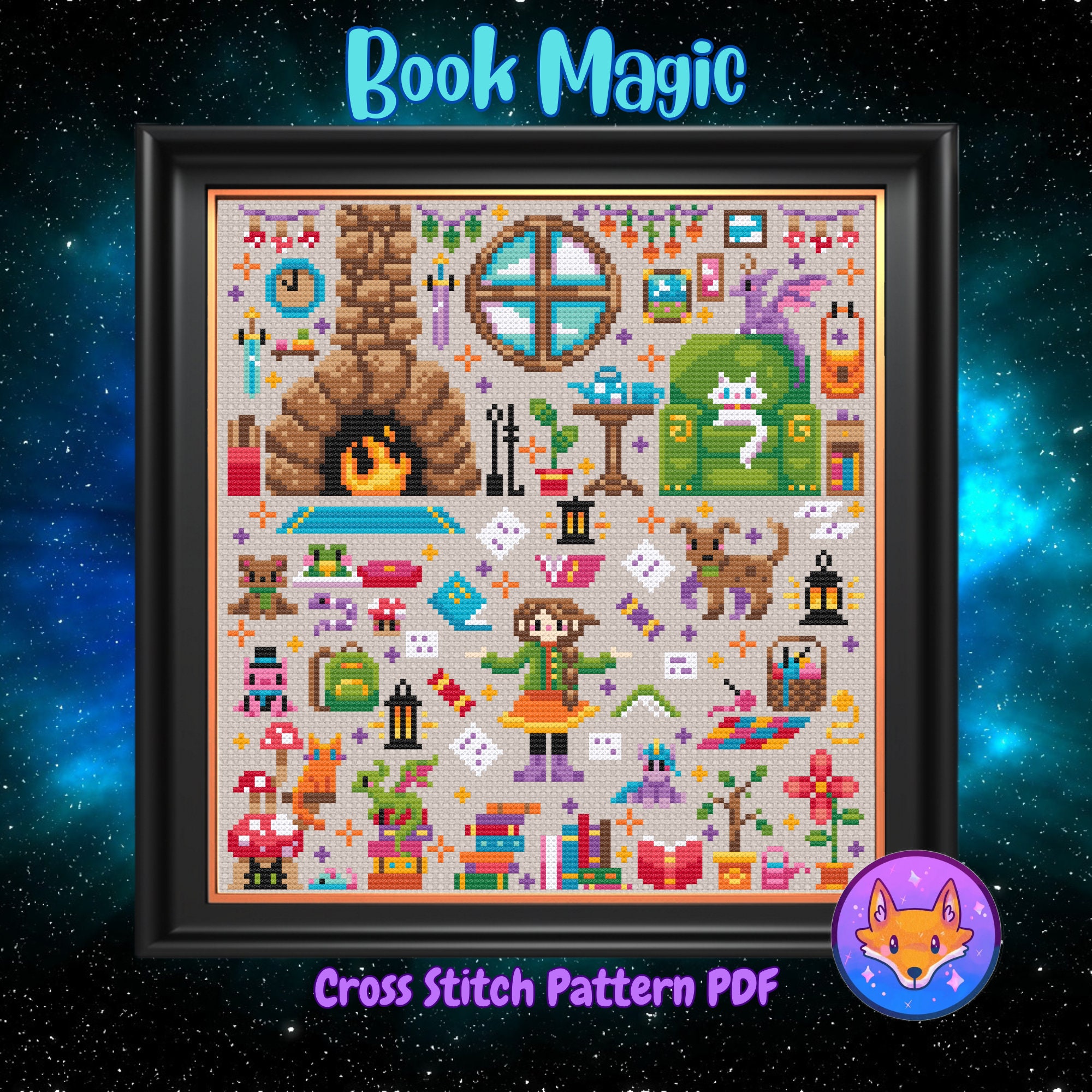 Book Magic - Cozy Magic - Modern Fantasy Cross Stitch Pattern PDF - Etsy