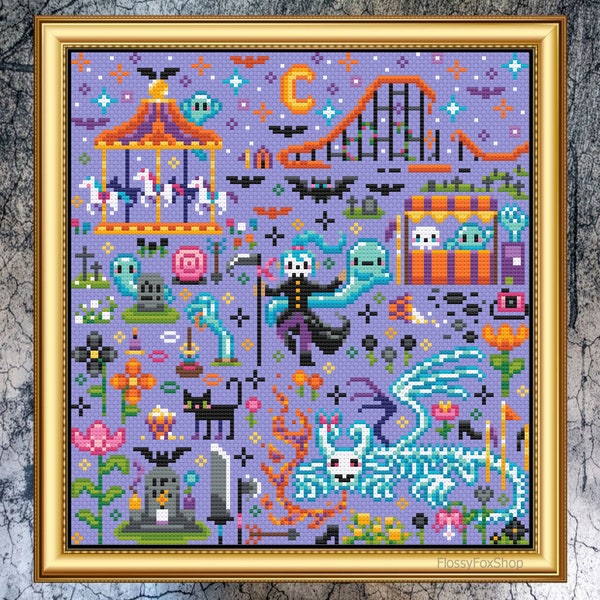 Haunted Carnival - Grim Magic - Modern Fantasy Cross Stitch Pattern PDF