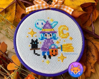Trick-or-Sweep - Halloween Witch Ghost Cross Stitch Pattern PDF
