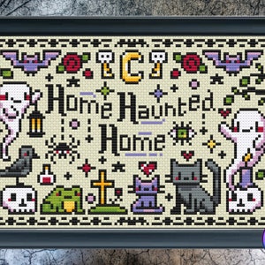 Home Is Where the Ghosts Are - Spooky Cute Modern Cottagecore Sampler - Cross Stitch Pattern PDF