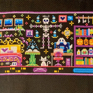 Cozy Necromancer's Room - Cozy Witch Scene Halloween - Cross Stitch Pattern PDF image 3