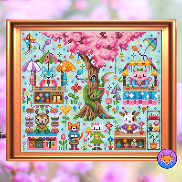 Spring Flower Festival - Modern Fantasy Cross Stitch Pattern PDF