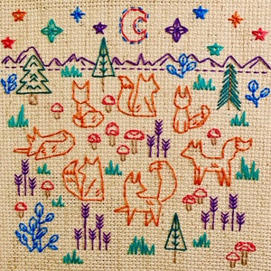 Blackwork Foxes - Cross Stitch - Embroidery - Pattern PDF