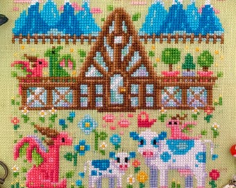 Dragonwing Valley - Fantasy Greenhouse Cross Stitch Pattern PDF