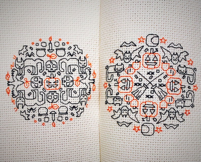 Mini Halloween Blackwork-mönster: Läskiga och söta ornament PDF bild 4