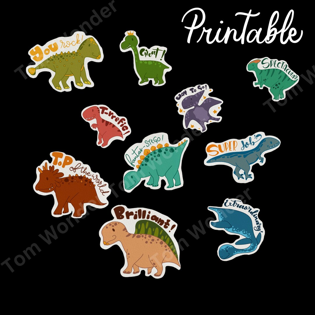 Dinosaur Stickers Printable Dinosaur Stickers PNG Print and - Etsy